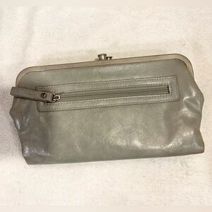 Elegant Gray Leather Clutch